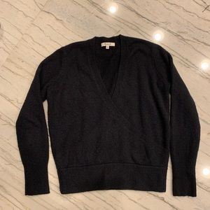 Madewell Wrap-Front Pullover Sweater Black